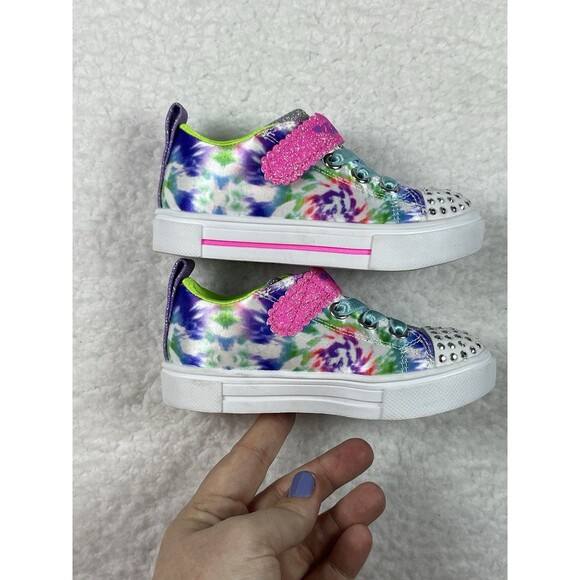 SKECHERS TWINKLE TOES GIRL TODDLER 7 SNEAKERS SEQUINS GLITTER LIGHT-UP FUN - Picture 6 of 11